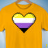 Nonbinary Pride 8-Bit Pixel Heart Premium Unisex T-Shirt - Gold